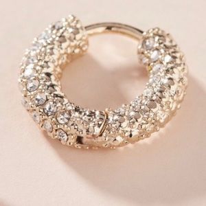 Anthropologie Alanna Huggie Pave Hoop Earrings